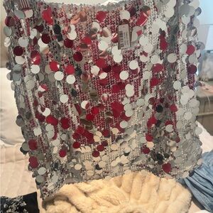 Silver Sequin Skirt - M